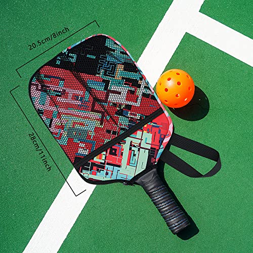 HEYSKAY Pickleball Paddle Cover Sleeve Pickleball Racket Sleeve Bag with Handle Strap Pickle-Ball Equipment Protective Paddle Sleeve with Mesh Pocket Sports Pickleball Carry Bag (Red Check Print)