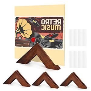 timcorr vinyl record holder set : vinyl wall mount for record display, pine wood album shelf with sticky transparent tapes hanging on the wall (pine wood set of 4)