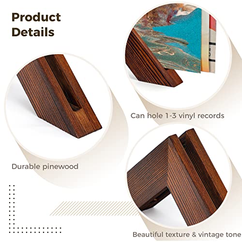 TIMCORR Vinyl Record Holder Set : Vinyl Wall Mount for Record Display, Pine Wood Album Shelf with Sticky Transparent Tapes Hanging on the Wall (Pine Wood Set of 4)