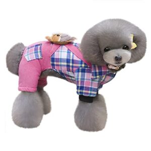 Izefia Dog Coat Cold Weather Coat Windproof Jacket Fleece Warm Dog Sweater Winter Thick Clothes Winter Thick Bear Plaid Shirt Dog Coat for Small Dog Medium Cat Pink XL