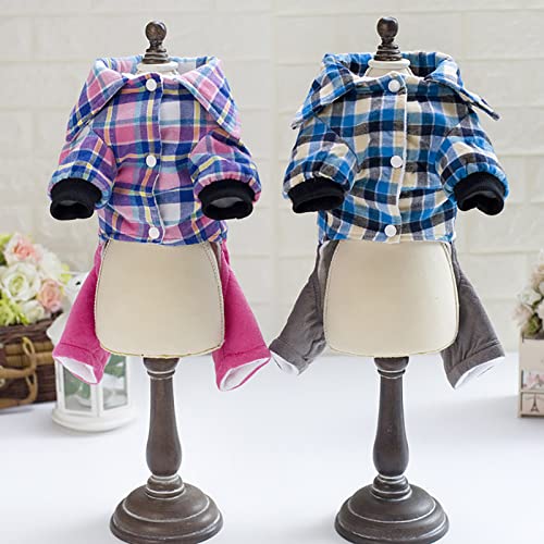 Izefia Dog Coat Cold Weather Coat Windproof Jacket Fleece Warm Dog Sweater Winter Thick Clothes Winter Thick Bear Plaid Shirt Dog Coat for Small Dog Medium Cat Pink XL