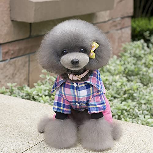 Izefia Dog Coat Cold Weather Coat Windproof Jacket Fleece Warm Dog Sweater Winter Thick Clothes Winter Thick Bear Plaid Shirt Dog Coat for Small Dog Medium Cat Pink XL