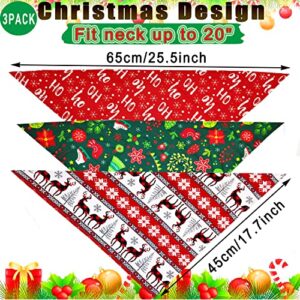 3Pack Dog Christmas Bandana Costume Cute Scarf Pet Triangle Bibs Kerchief Set Adjustable Scarves Holiday Party Bandanas Costumes Accessories Decoration for Small Medium Girl Boy Dogs Puppy Cats