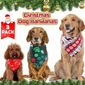3Pack Dog Christmas Bandana Costume Cute Scarf Pet Triangle Bibs Kerchief Set Adjustable Scarves Holiday Party Bandanas Costumes Accessories Decoration for Small Medium Girl Boy Dogs Puppy Cats