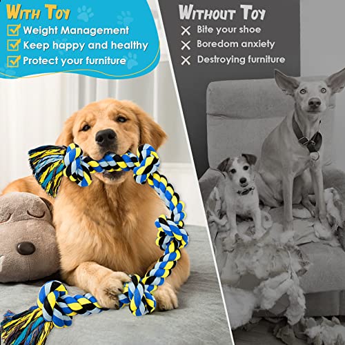 UPSKY Dog Rope Toy for Large Medium Dogs, Dog Chew Toy for Aggressive Chewers, Indestructible 3 Feet 5 Knots Rope Toy, Heavy Duty Tough Dog Toy, Interactive Tug of War Toy for Extra Large Dogs