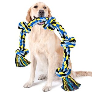 upsky dog rope toy for large medium dogs, dog chew toy for aggressive chewers, indestructible 3 feet 5 knots rope toy, heavy duty tough dog toy, interactive tug of war toy for extra large dogs