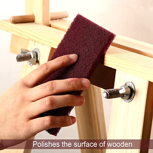 Eaasty 15 Pieces 6 x 4 Inch General Purpose Hand Pads Including 10 Pieces White Scouring Pad 5 Pieces Maroon General Purpose Scuff Pads for Scuffing Sanding Automotive Car Auto Body Woodworking