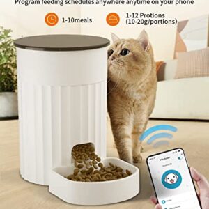 PAPIFEED Automatic Cat Feeders with APP: WiFi Pet Smart Dry Food Dispenser with Alexa & Scene Missions,Timed Auto Pet Feeder for Cats, Rabbits & Small Dogs Up to 10 Meals Per Day (12Cup/3L)