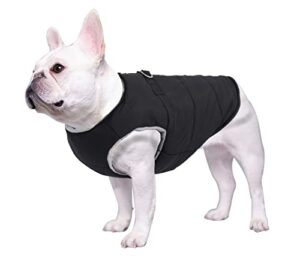 geyecete dog bulldog clothes dog cotton padded coat thick winter warm vest waistcoat cold weather jacket clothing for french bulldog coat-black-m