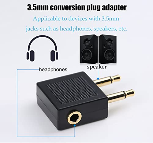 Airplane Headphone Adapter,Airfly Pro Plug,3.5mm Dual Stereo Jack male to female Airline Headset Adapter flight audio conversion Plug Compatible with Sony MDR-1000X/WH-1000XM4/WH-1000XM5 Headphones