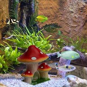 AnRui Mushroom Aquarium Decorations Fish Tank Decor Accessories Resin Landscape Ornament for Small Fish Shrimp Hideout Shelter