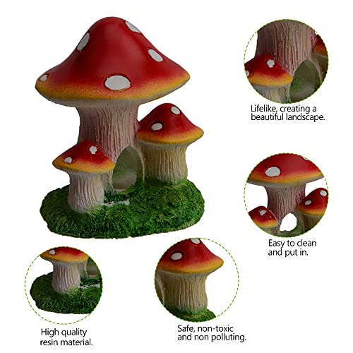 AnRui Mushroom Aquarium Decorations Fish Tank Decor Accessories Resin Landscape Ornament for Small Fish Shrimp Hideout Shelter