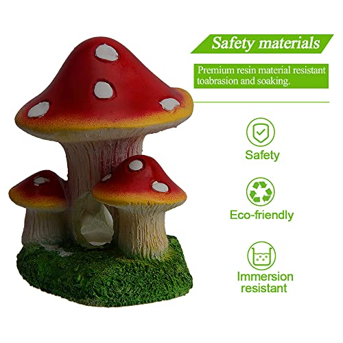 AnRui Mushroom Aquarium Decorations Fish Tank Decor Accessories Resin Landscape Ornament for Small Fish Shrimp Hideout Shelter