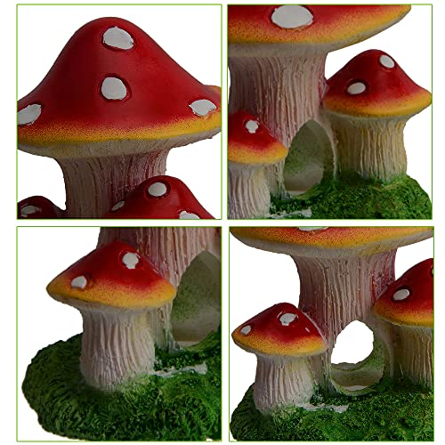 AnRui Mushroom Aquarium Decorations Fish Tank Decor Accessories Resin Landscape Ornament for Small Fish Shrimp Hideout Shelter