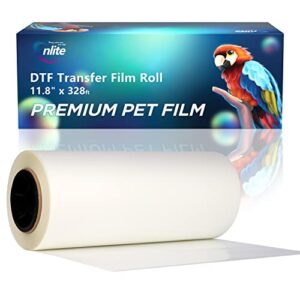 enlite 11.8" x 328ft dtf transfer film roll, dtf film for direct to film transfer printers with single-side water-based coating, high ink receptivity and stability, used for a3 dtf printer