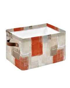 large capacity storage bins orange grey brown abstract paint storage cubes, collapsible storage baskets for organizing for bedroom living room shelves home 15x11x9.5 in