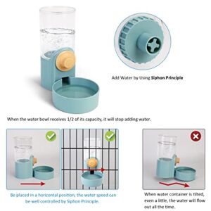 Rabbit Feeder Waterer for Cage Hanging Automatic Cat Dog Food Water Dispenser for Bunny Hamster Indoor Small Pets, Gravity Rabbit Food Bowl Water Bottle Set Ferret Cage Accessories for Cat Guinea Pig