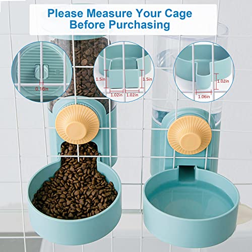 Rabbit Feeder Waterer for Cage Hanging Automatic Cat Dog Food Water Dispenser for Bunny Hamster Indoor Small Pets, Gravity Rabbit Food Bowl Water Bottle Set Ferret Cage Accessories for Cat Guinea Pig