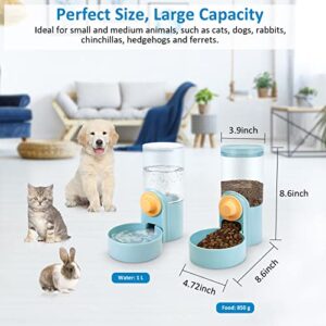 Rabbit Feeder Waterer for Cage Hanging Automatic Cat Dog Food Water Dispenser for Bunny Hamster Indoor Small Pets, Gravity Rabbit Food Bowl Water Bottle Set Ferret Cage Accessories for Cat Guinea Pig