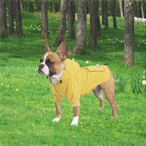 Personalised Dog rain Coat Waterproof Puppy Suit Jacket with Legs Hood and Pocket - Best for Yorkie Terrier Schnauzer Poodle Border Collie Labrador Golden Retriever 8lbs to 70lbs - Yellow - S