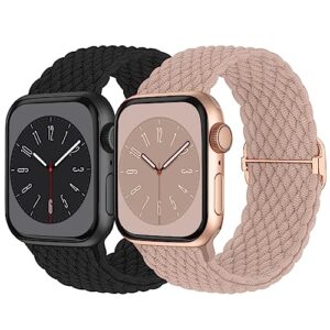 braided solo loop compatible with apple watch band 38mm 40mm 41mm women men, adjustable stretchy bands elastic sport wristbands for iwatch series 9 8 7 6 5 4 3 2 1 se