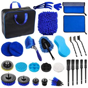 bemece 29 pieces car detailing kit car cleaning tools auto detailing drill brush car wash kit - car detail brush set for cleaning wheels interior exterior leather dashboard vents