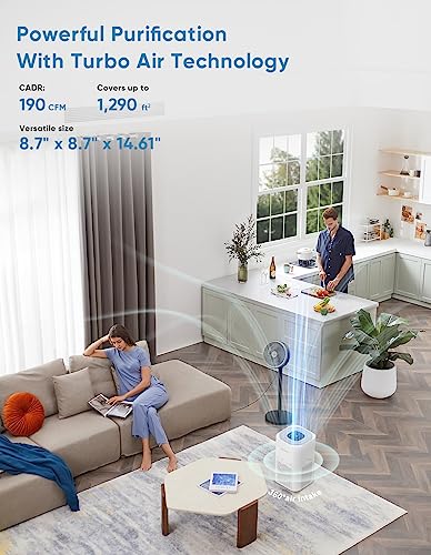 Dayette HEPA Air Purifiers for Home Large Room, CADR 300+m³/h Up to 1290ft² with Air Quality Sensor, H13 True HEPA Filter Remove 99.97% of Dust, Mold, Allergies, Odor, Pets Dander, Smoke, Pollen