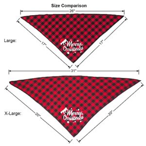 ADOGGYGO Christmas Dog Bandana Hat Bowtie, Red Plaid Dog Christma Bandana Triangle Dog Scarf Dog Christmas Outfit Costume Accessories for Large X-Large Dogs Pets (X-Large, Red)