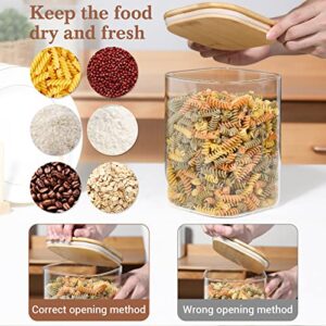 ComSaf Glass Food Storage Containers, 111/37 oz Glass Flour and Sugar Containers with Airtight Lids, Large Square Glass Jars with Bamboo Lids for Rice, Pasta, Oats, Grains, Cookies, Snacks, Candy