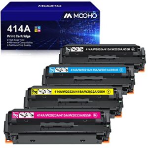 414a 414x toner cartridges 4 pack compatible replacement for hp 414a w2020a 414x w2020x work with color pro mfp m479fdw m479fdn m454dw m454dn printer (black cyan yellow magenta)