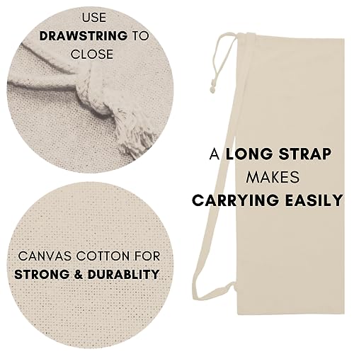 Laundry Bag | Travel Laundry Bag for Dirty Clothes |Canvas Cotton Long Strap to Carry |Hamper Liner Bag | Drawstring Closure Washable Home Storage College Dorm| 2 Pack 28x36 Inch Natural