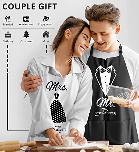 Wedding Gifts Engagement Gifts for Couples Mr and Mrs Aprons for Couples Gifts, Bridal Shower Gift Anniversary Christmas Gifts for Couple Mr and Mrs Gifts, 8 Pack Kitchen Cooking Apron Gift Set