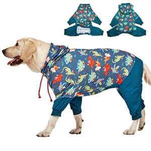 lovinpet onesies for pitbulls: wound care, anxiety lightweight onesie, large dog pajamas, pjs for dogs, reflective stripe, super dinos navy print, surgical recovery clothes/large