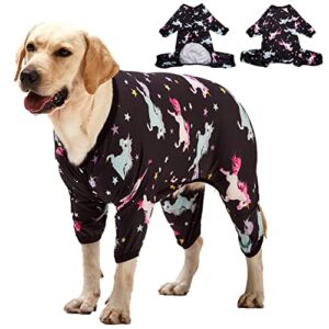 lovinpet dog pajamas for dogs - post-surgical recovery for big dogs, lightweight pullover dog pajamas, full coverage dog pjs, wild horses galloping print/medium
