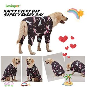 LovinPet Dog Pajamas for Dogs - Post-Surgical Recovery for Big Dogs, Lightweight Pullover Dog Pajamas, Full Coverage Dog pjs, Wild Horses Galloping Print/Medium