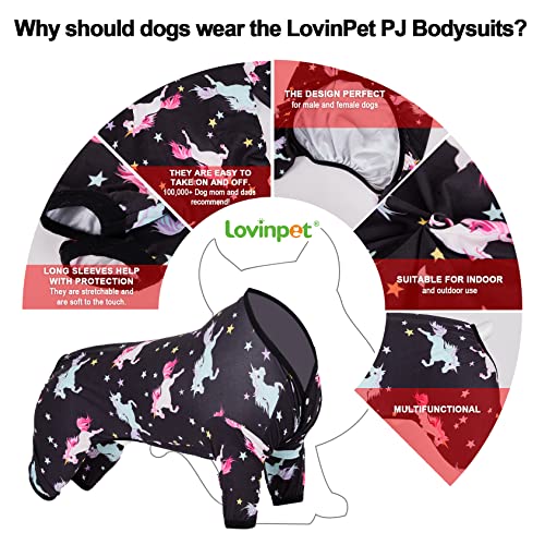 LovinPet Dog Pajamas for Dogs - Post-Surgical Recovery for Big Dogs, Lightweight Pullover Dog Pajamas, Full Coverage Dog pjs, Wild Horses Galloping Print/Medium