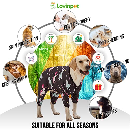 LovinPet Dog Pajamas for Dogs - Post-Surgical Recovery for Big Dogs, Lightweight Pullover Dog Pajamas, Full Coverage Dog pjs, Wild Horses Galloping Print/Medium