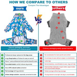 LovinPet Large Dog Clothes/Big Dog Onesie, Slim Fit, Lightweight Pullover/Full Coverage Dog Pjs/Happy Hippo Blue Print/Large Breed Dog Pjs/Medium