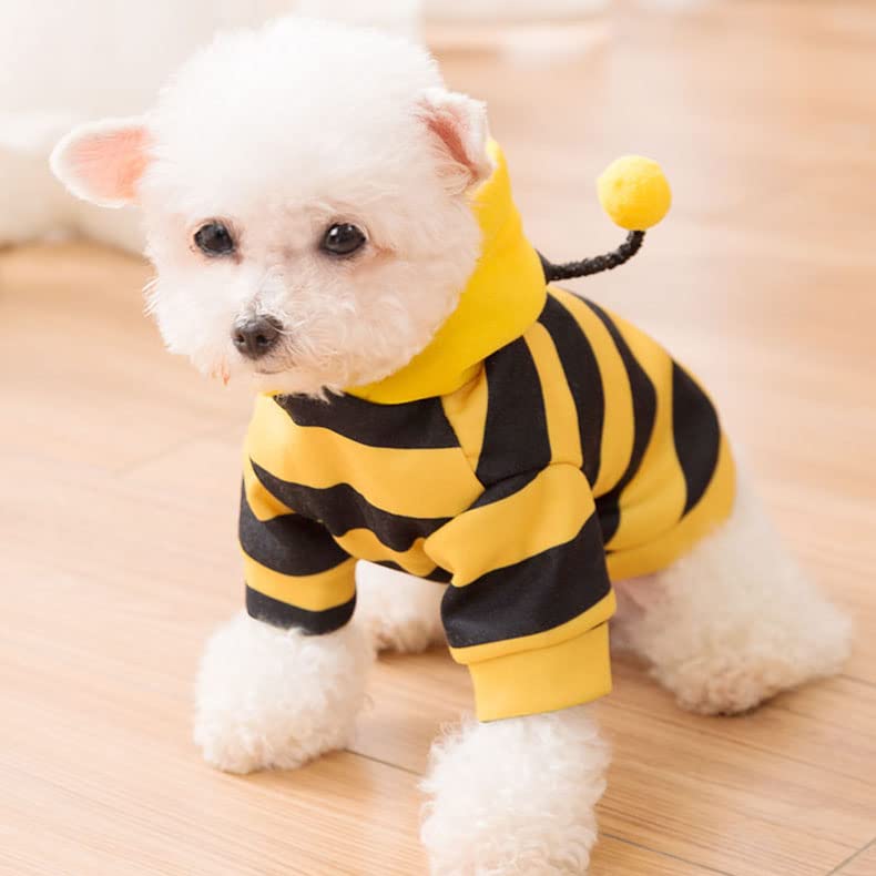 Pet Funny Hoodie Ugly Christmas Sweater Cold Weather Warm Coat for Puppy Small Dog Halloween Party Costume Cute Hoodie (X-Small, Yellow Bee)