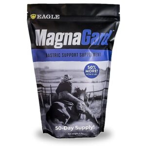 magnagard gastric support supplement for horses | relieves ulcers, calming supplement, magnesium & other vital minerals | powder, 6 pound bag, 45-day supply | by eagle equine