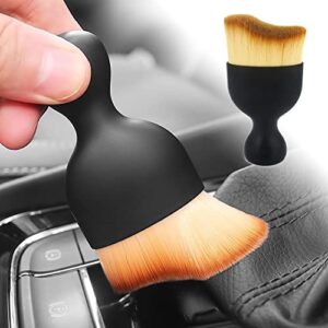ajxn 1 pc car interior cleaning soft brush, auto detailing brush, car dash duster brush for dashboard, applicable for cleaning car interior or exterior, air vent, dashboard, emblems, engines (yellow)
