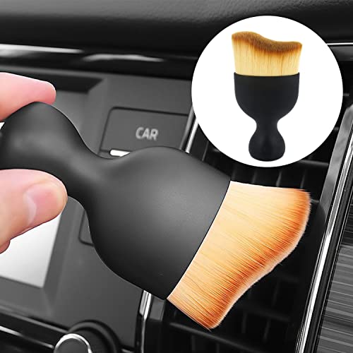 Ajxn 1 PC Car Interior Cleaning Soft Brush, Auto Detailing Brush, Car Dash Duster Brush for Dashboard, Applicable for Cleaning Car Interior or Exterior, Air Vent, Dashboard, Emblems, Engines (Yellow)