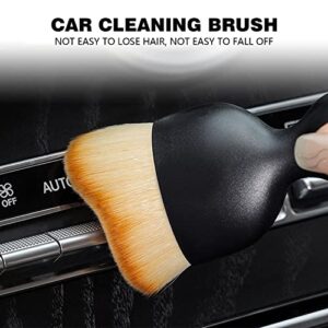 Ajxn 1 PC Car Interior Cleaning Soft Brush, Auto Detailing Brush, Car Dash Duster Brush for Dashboard, Applicable for Cleaning Car Interior or Exterior, Air Vent, Dashboard, Emblems, Engines (Yellow)