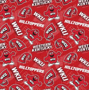 western kentucky university cotton fabric by sykel-licensed wku hilltoppers tone on tone cotton fabric