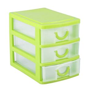 topincn plastic 3 drawer jewelry box, compact storage organization drawers set for cosmetics, dental supplies, hair care, bathroom, office, dorm, desk, countertop(3 layers of green)
