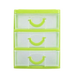 TOPINCN Plastic 3 Drawer Jewelry Box, Compact Storage Organization Drawers Set for Cosmetics, Dental Supplies, Hair Care, Bathroom, Office, Dorm, Desk, Countertop(3 Layers of Green)