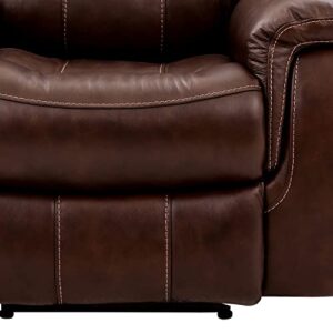 Armen Living Montague Dual Power Headrest and Lumbar Support Recliner Sofa, Brown Leather