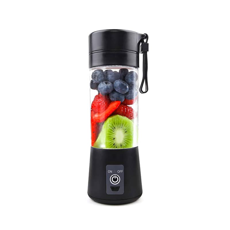 Portable Blender, Personal Mixer Fruit Ice Crushing Rechargeable with USB, Mini Blender for Smoothie, Fruit Juice, Milk Shakes, 13oz, Six 3D Blades for Great Mixing (Black)