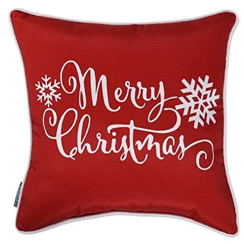 Pillow Perfect Outdoor/Indoor Merry Christmas Snowflakes Red Throw Pillow, 0