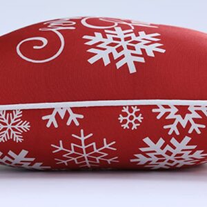 Pillow Perfect Outdoor/Indoor Merry Christmas Snowflakes Red Throw Pillow, 0